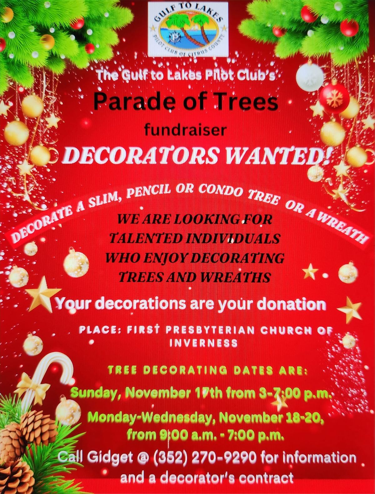 "Parade of Trees" Fundraiser, Tree Decorators wanted