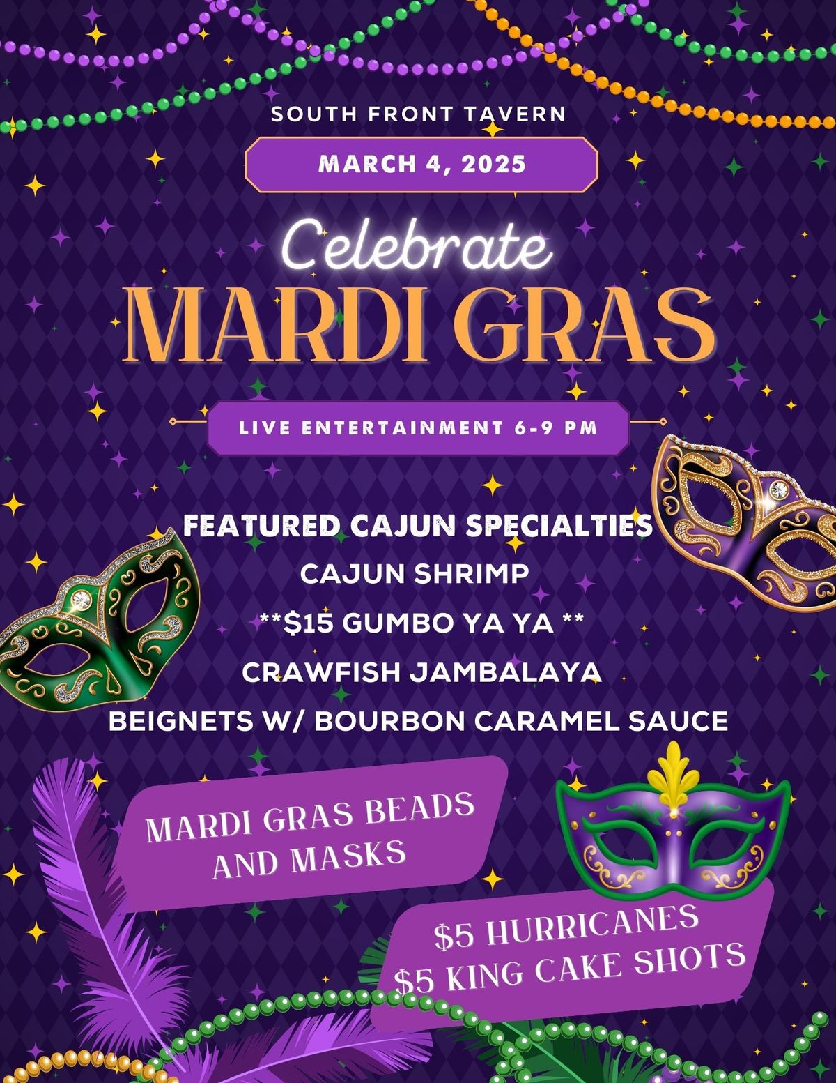 Celebrate Mardi Gras at South Front Tavern 