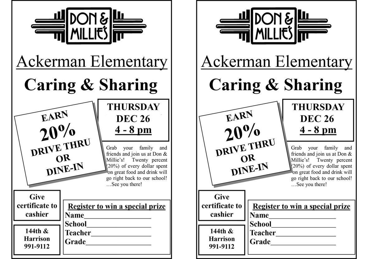 Dine Out for Ackerman at Don & Millie's