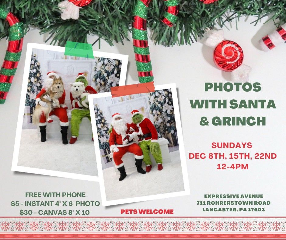 Photos with Santa and Grinch