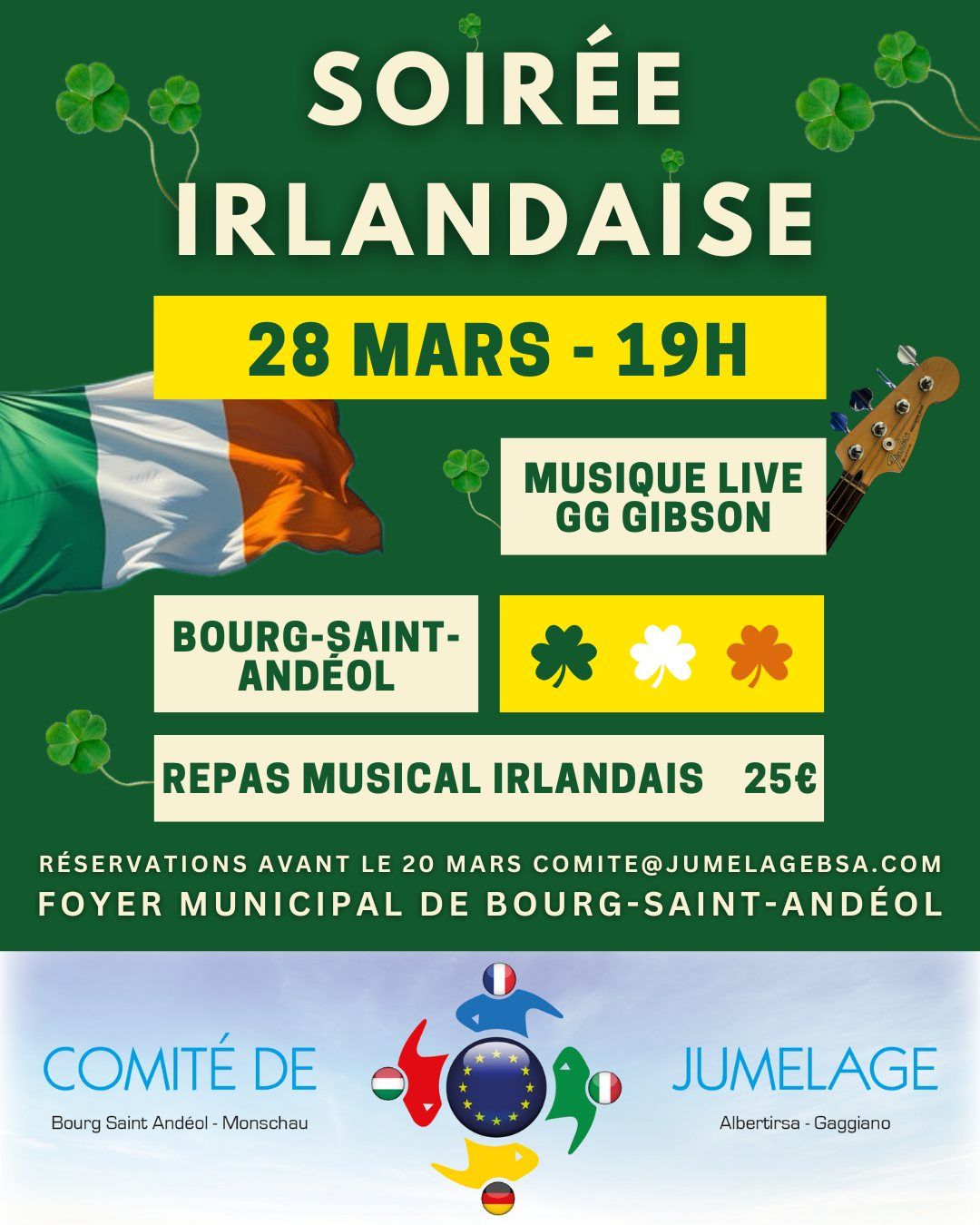 Soir\u00e9e Irlandaise - repas musique live GG Gibson 