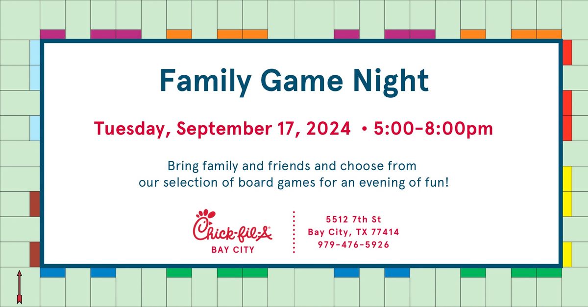 Family Game Night at Chick-fil-A Bay City