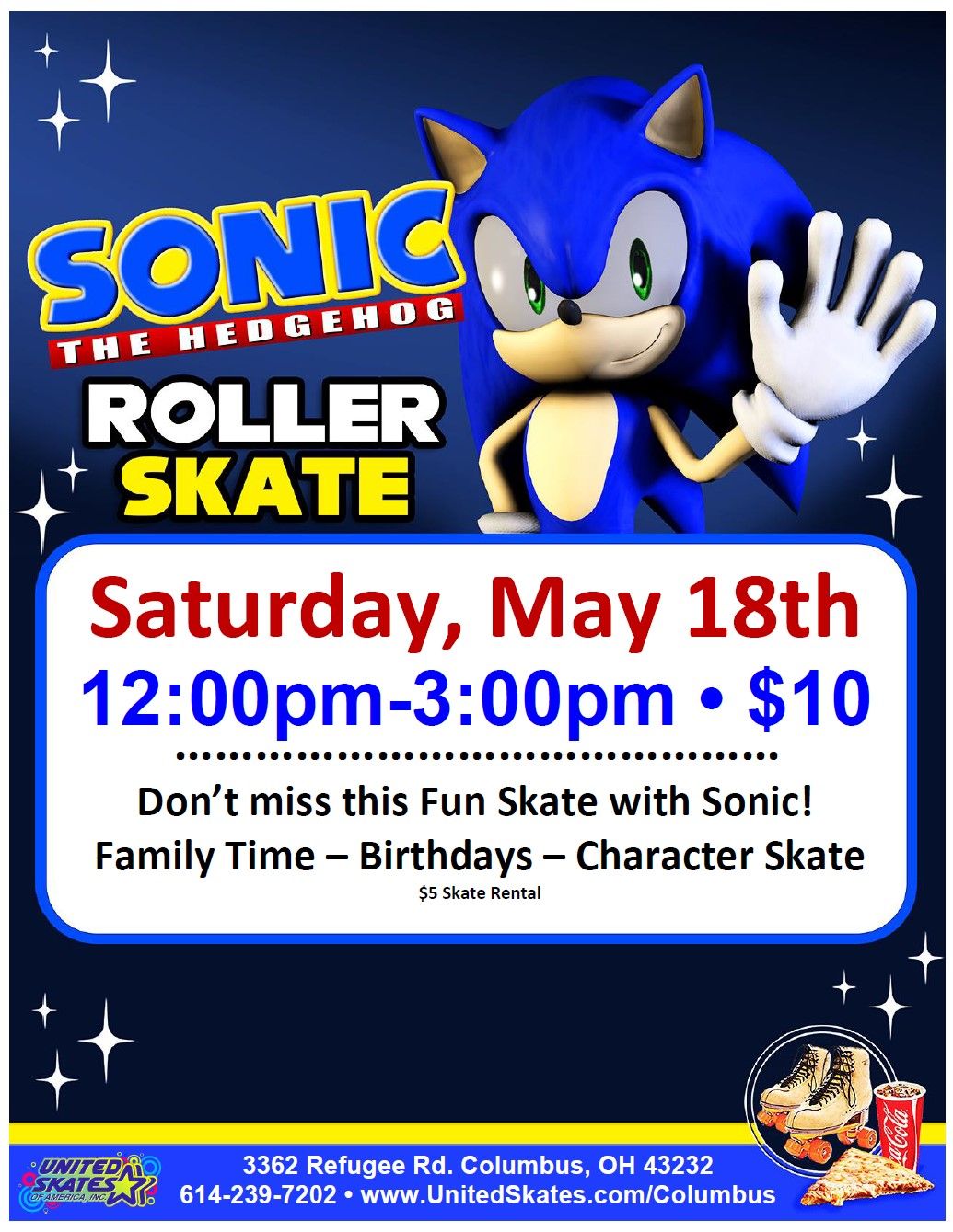 Sonic Party at United Skates Columbus