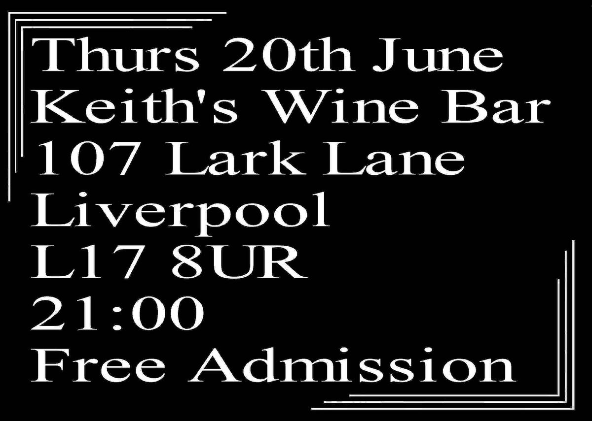 Speakeasy Bootleg Band at Keith's Wine Bar Thurs 20th June 9PM & 3rd Thurs every month