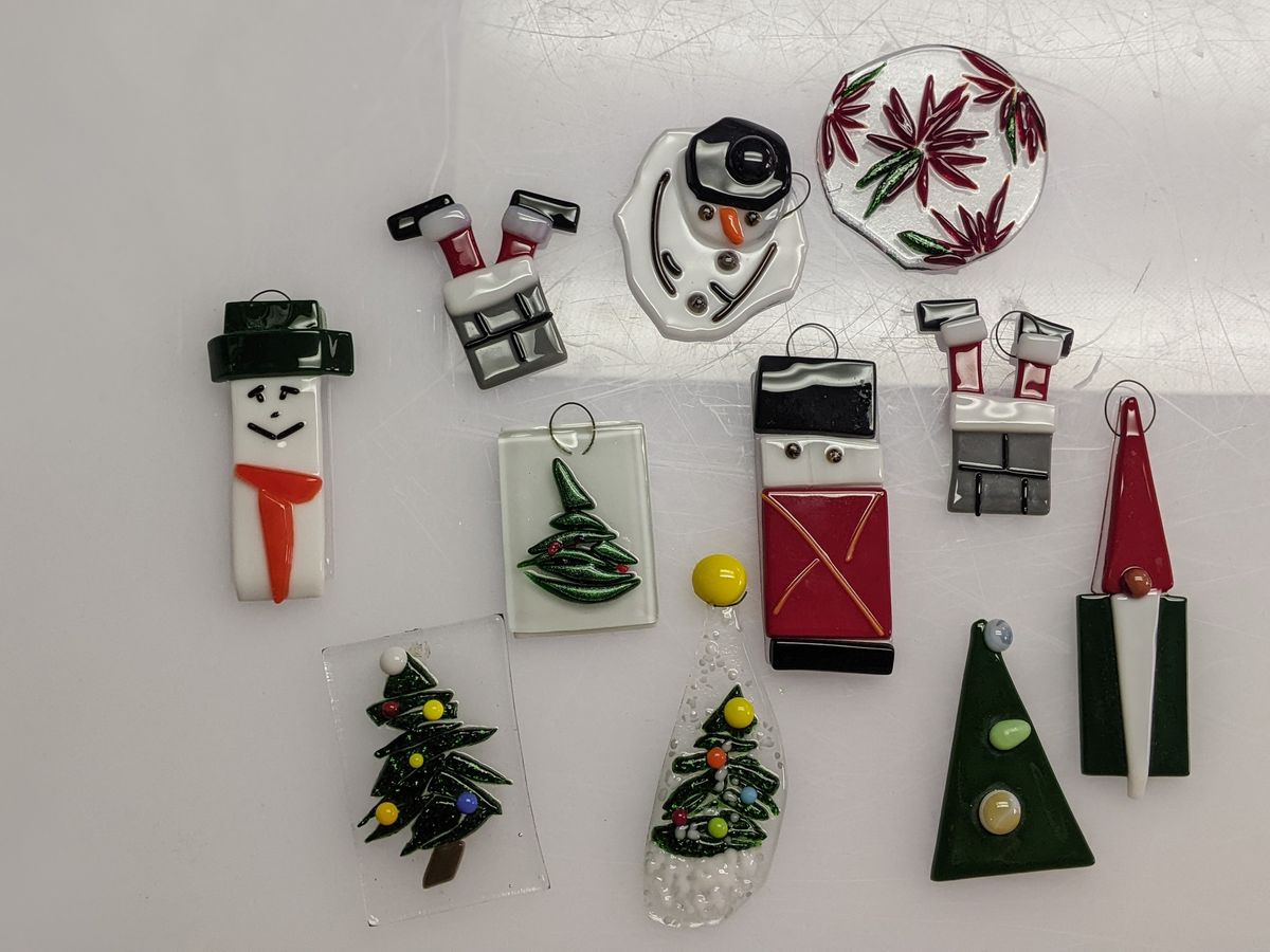 Fused Glass Scrappy Christmas Ornaments