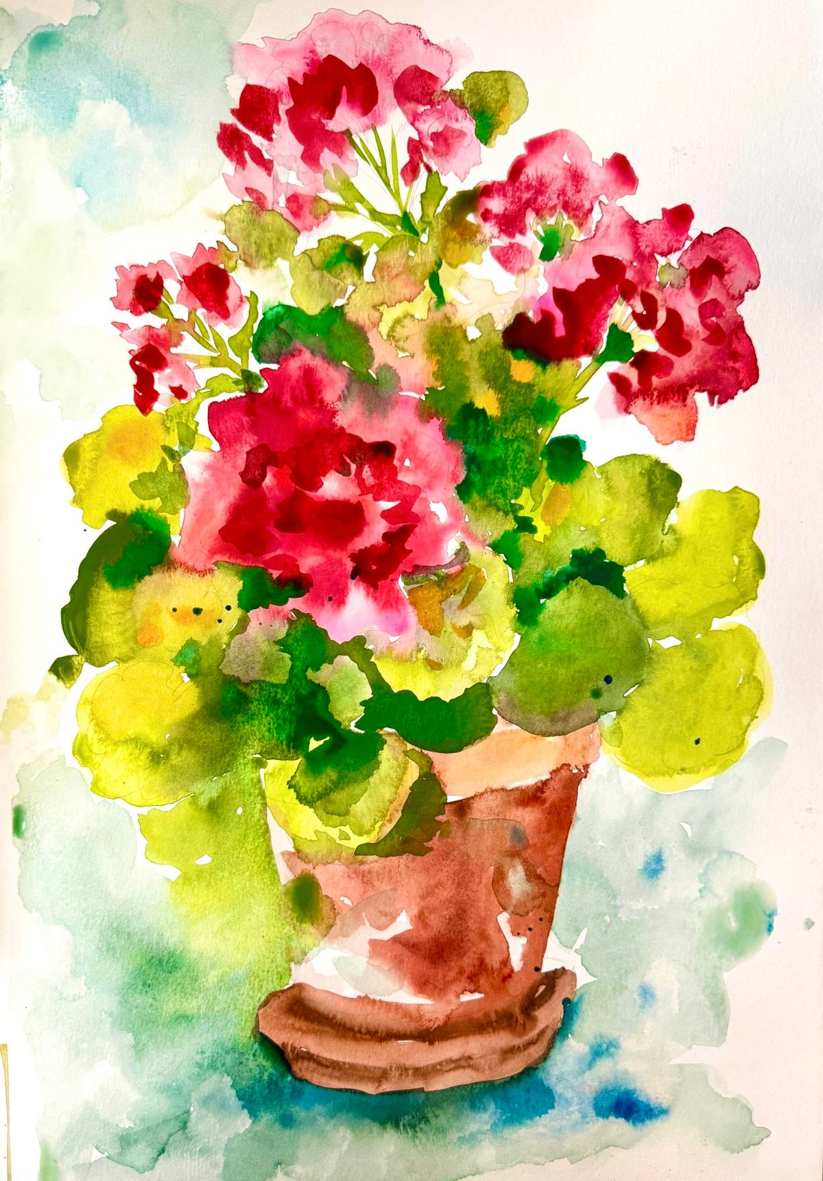 GORGEOUS GERANIUMS :: Watercolor Class