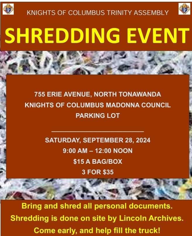 Shredding Event at KofC Madonna Council