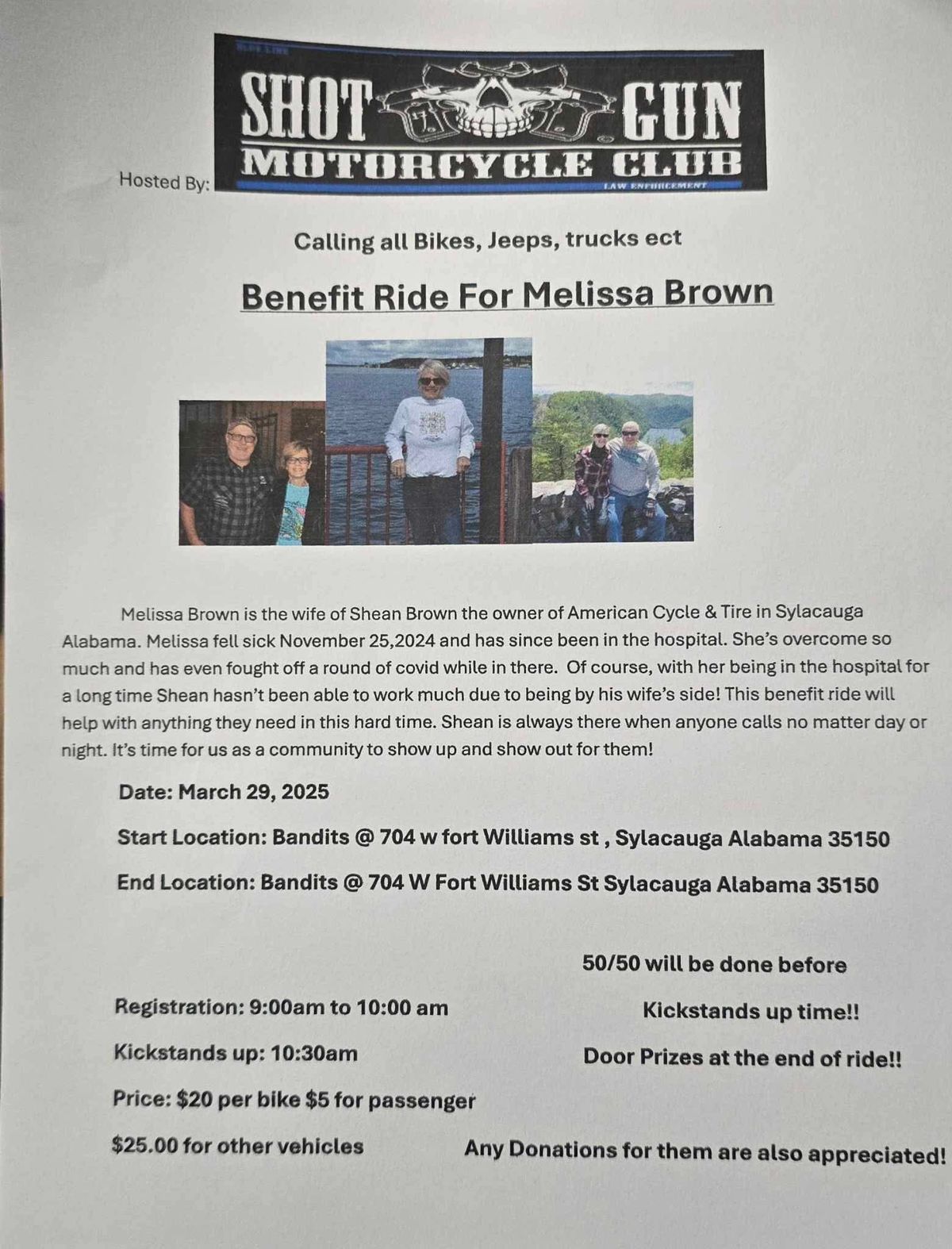 Motorcycle Benefit Ride for Melissa Brown