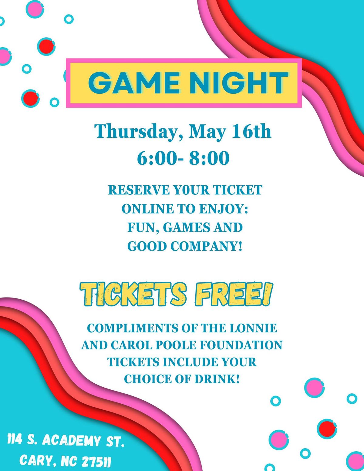 Free Game Night for Adults with Disabilities