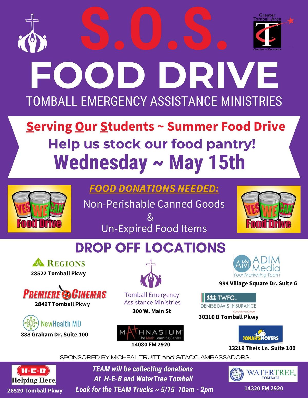 S.O.S Food Drive Sponsored By Micheal Truitt and GTACC Ambassadors