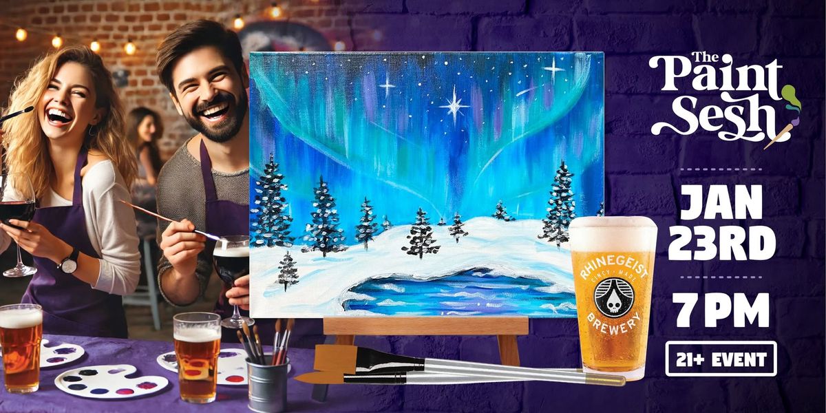 Paint Night in OTR at Rhinegeist Brewery Cincinnati - "Aurora Borealis"