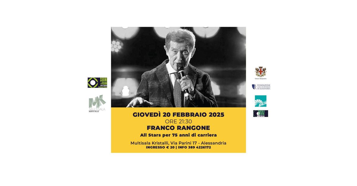 GIOVEDI\u2019 20 FEBBRAIO 2025 FRANCO RANGONE Quintet All Stars per 75 anni di carriera Swing & Jazz Live