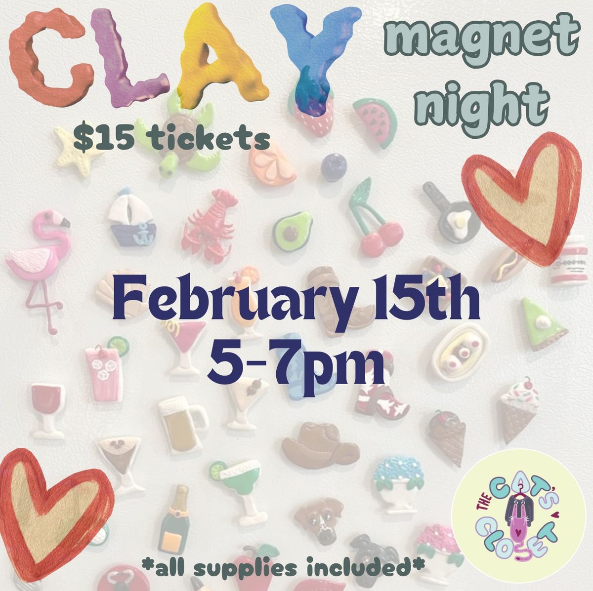 Clay magnet craft night 