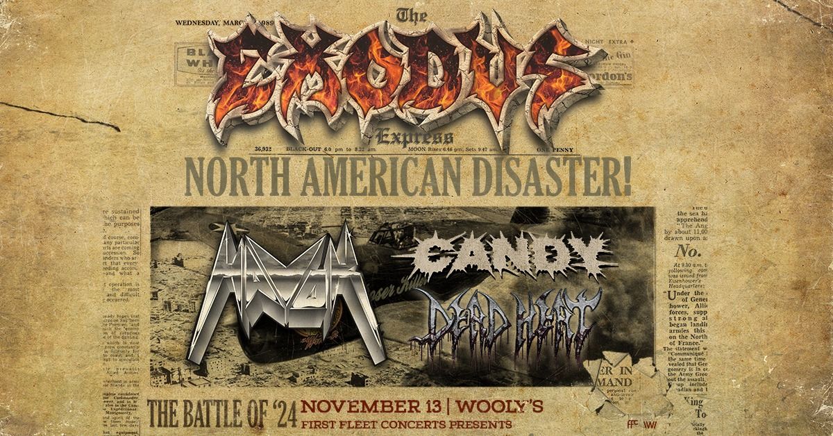 Exodus with special guests Havok, Candy and Dead Heat at Wooly's