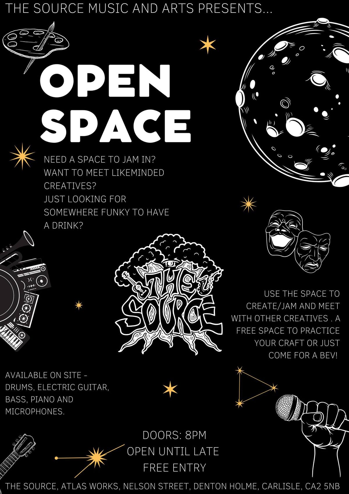 Open Space! Drink\/jam\/draw\/work\/chill