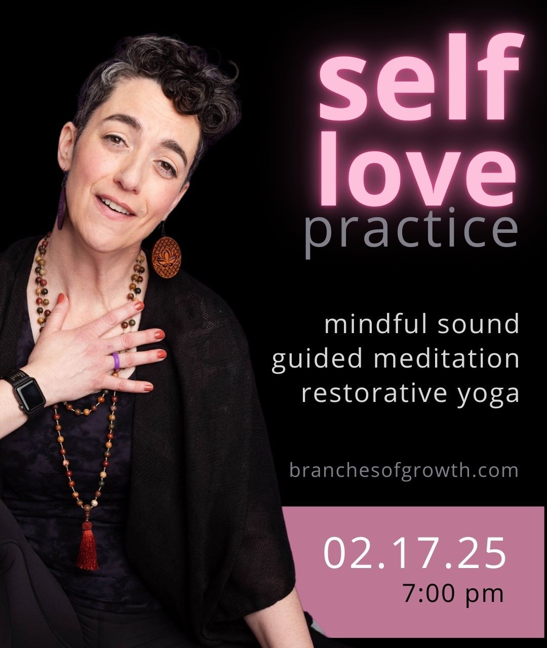 self love practice: guided meditation, restorative yoga, mindful sound