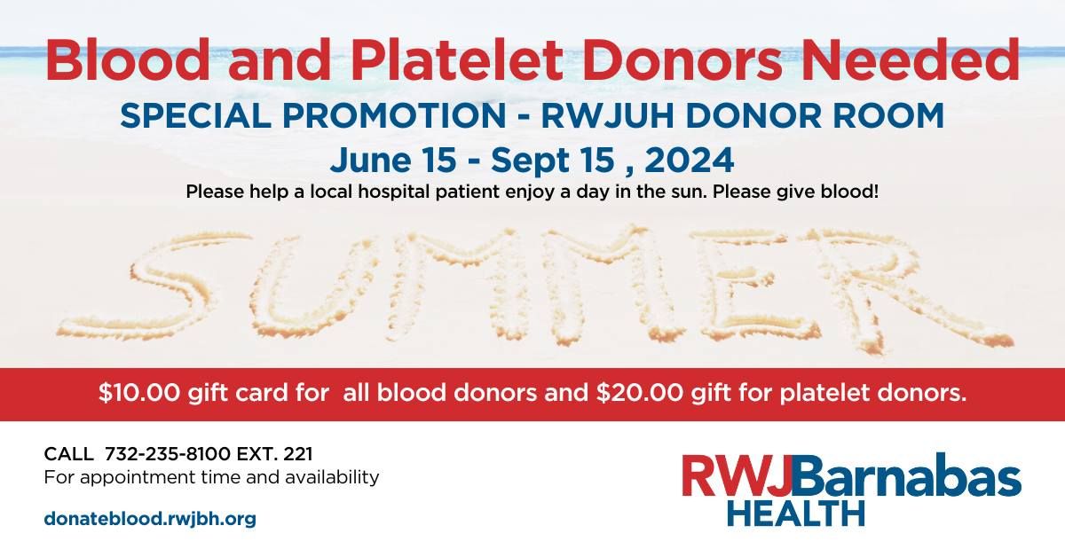 Blood and Platelet Drive | Now - Sept. 15th! 