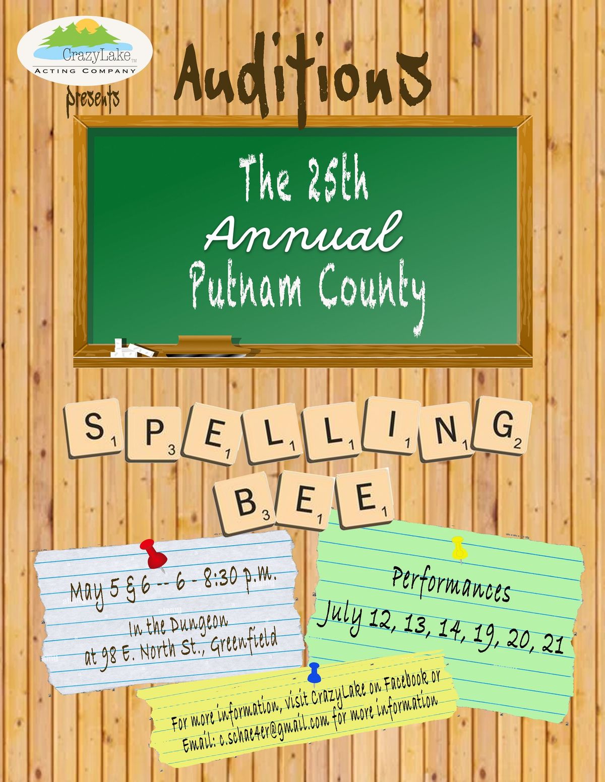 Auditions for "The 25th Annual Putnam County Spelling Bee"