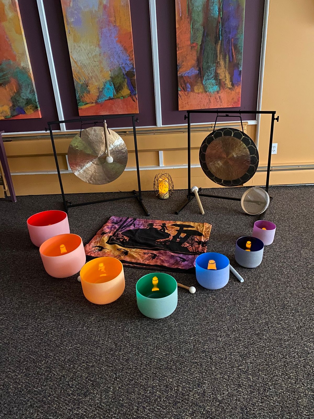 Unwind and rejuvenate with our crystal bowls and gong bath sound session