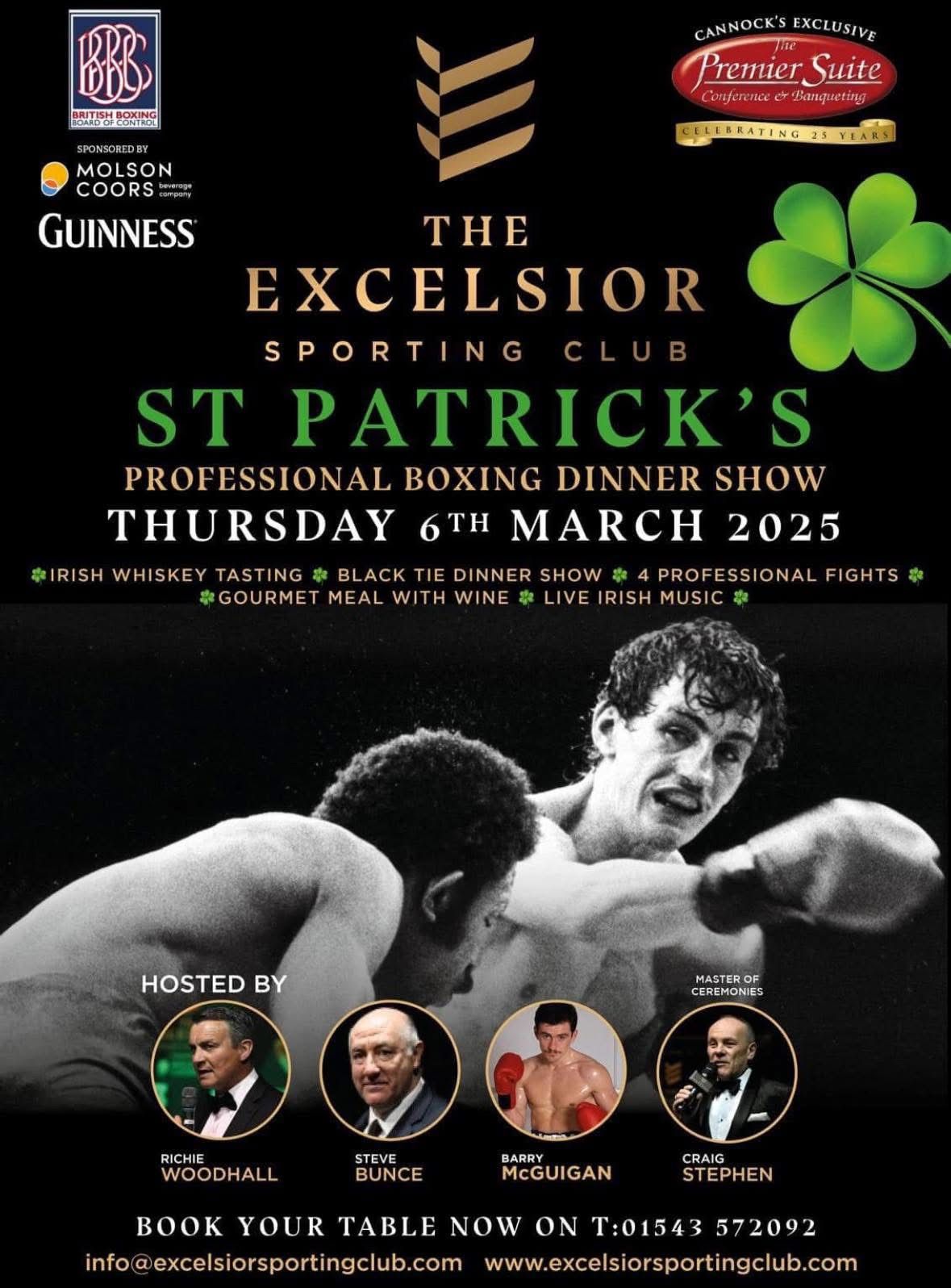 \u2618\ufe0f The Excelsior Sporting Club St Patrick\u2019s Dinner Show 