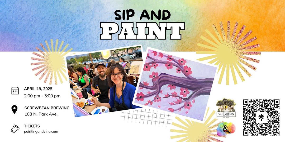 Pink Blossoms Paint and Sip at Screwbean Brewing