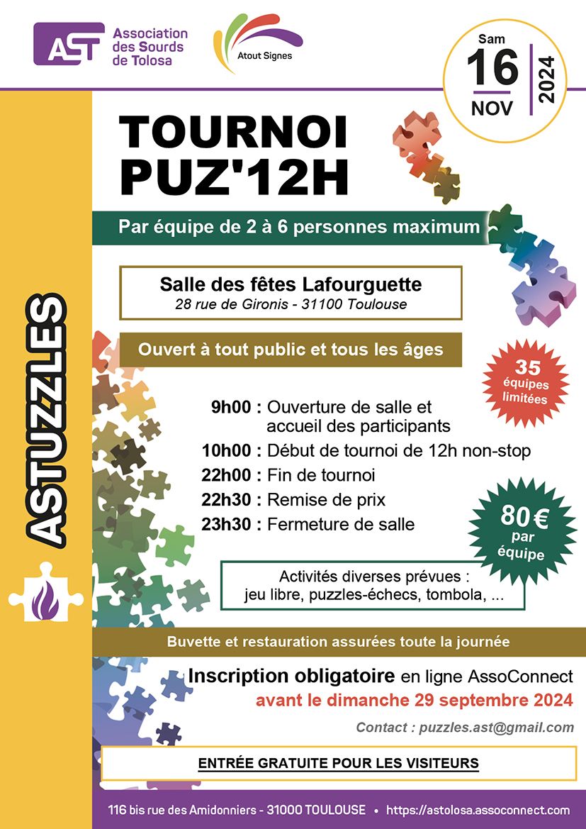 Tournoi Puz'12h - Sam 16 nov. 2024