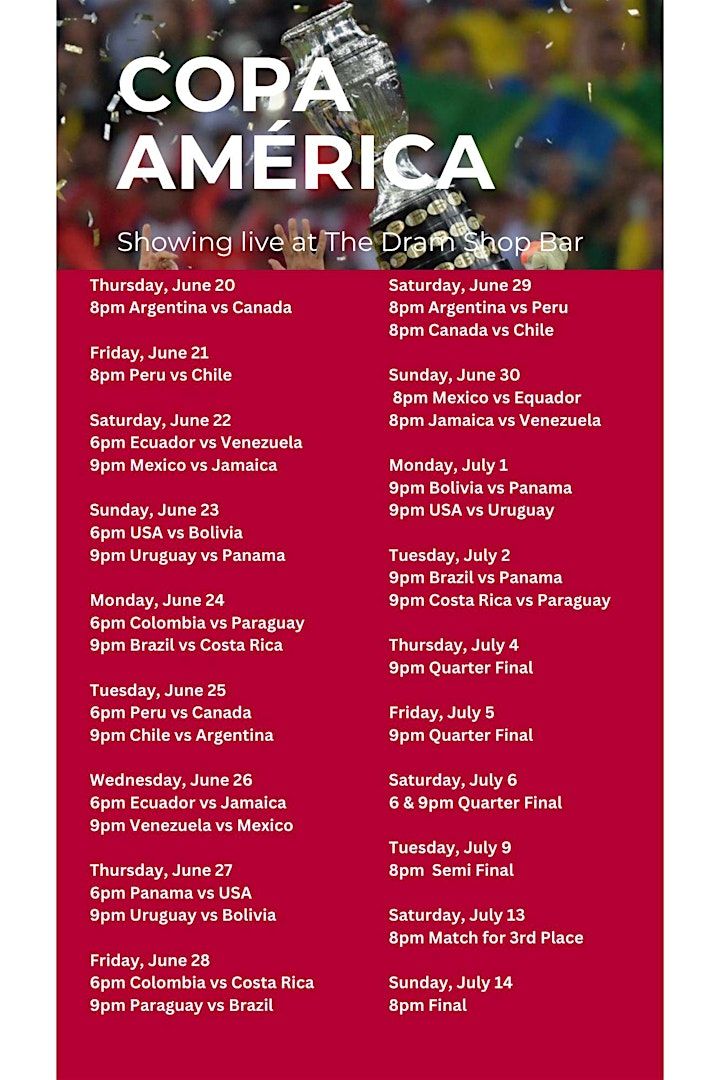 2024 Copa America, The Dram Shop Bar, Brooklyn, 20 June to 14 July