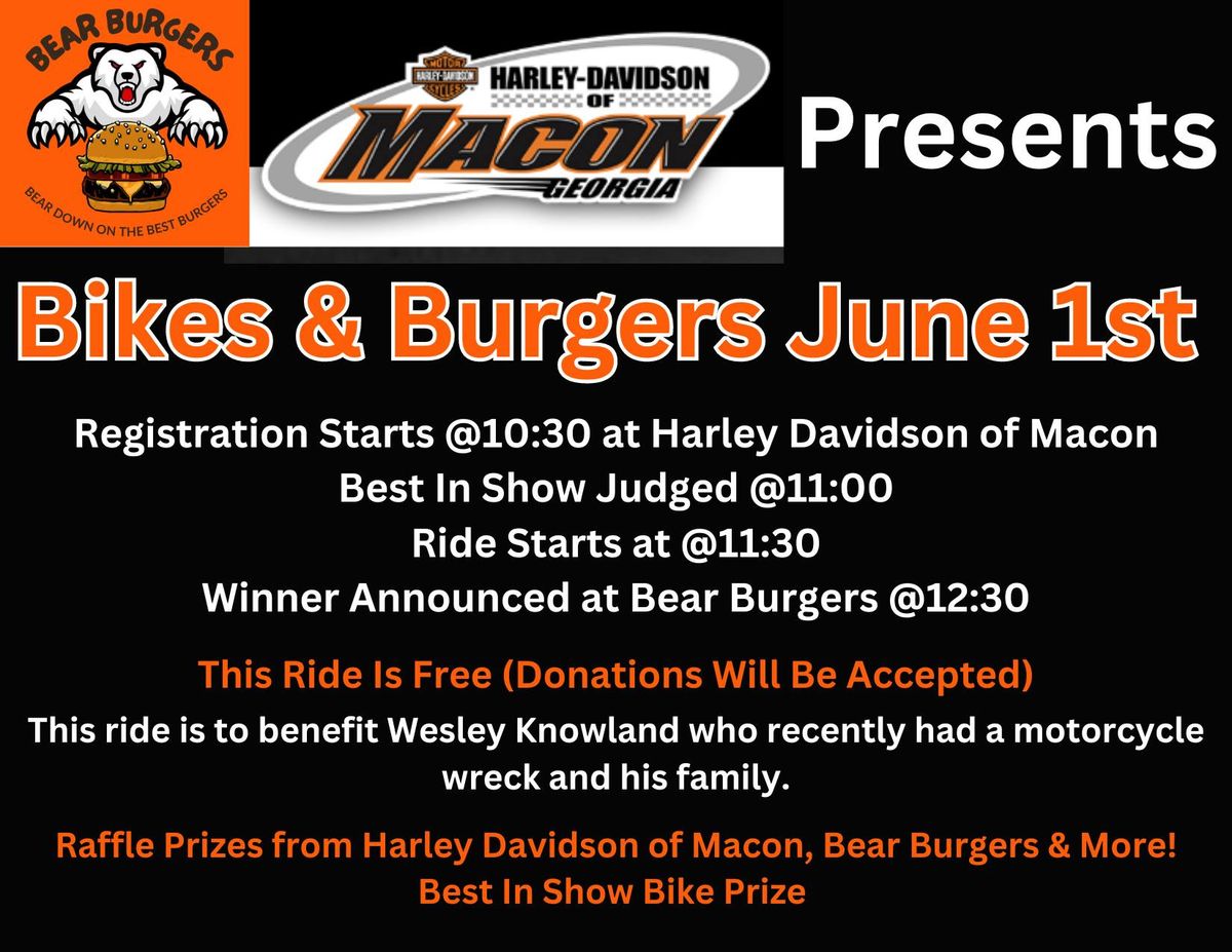 Bikes & Burgers Benefit Ride for Wesley Knowland