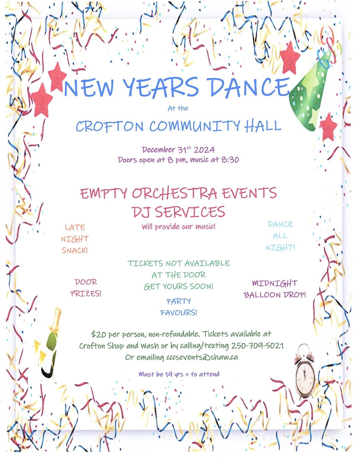 New Years Dance at Crofton Community Hall