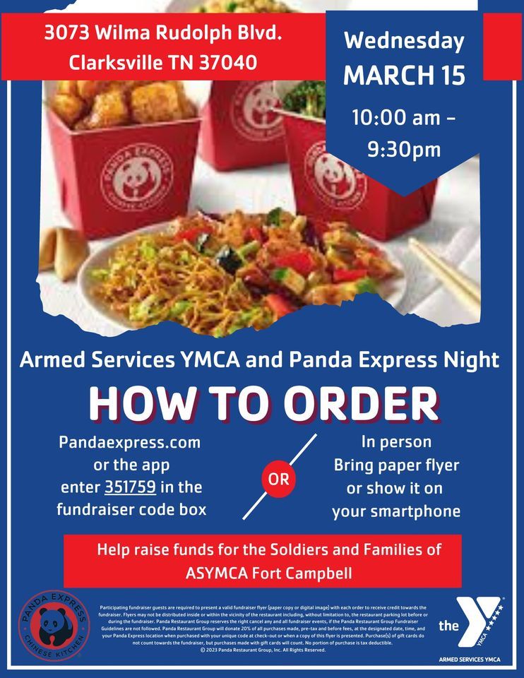 Armed Services YMCA Panda Express Night (Wilma Rudolph Location), Panda