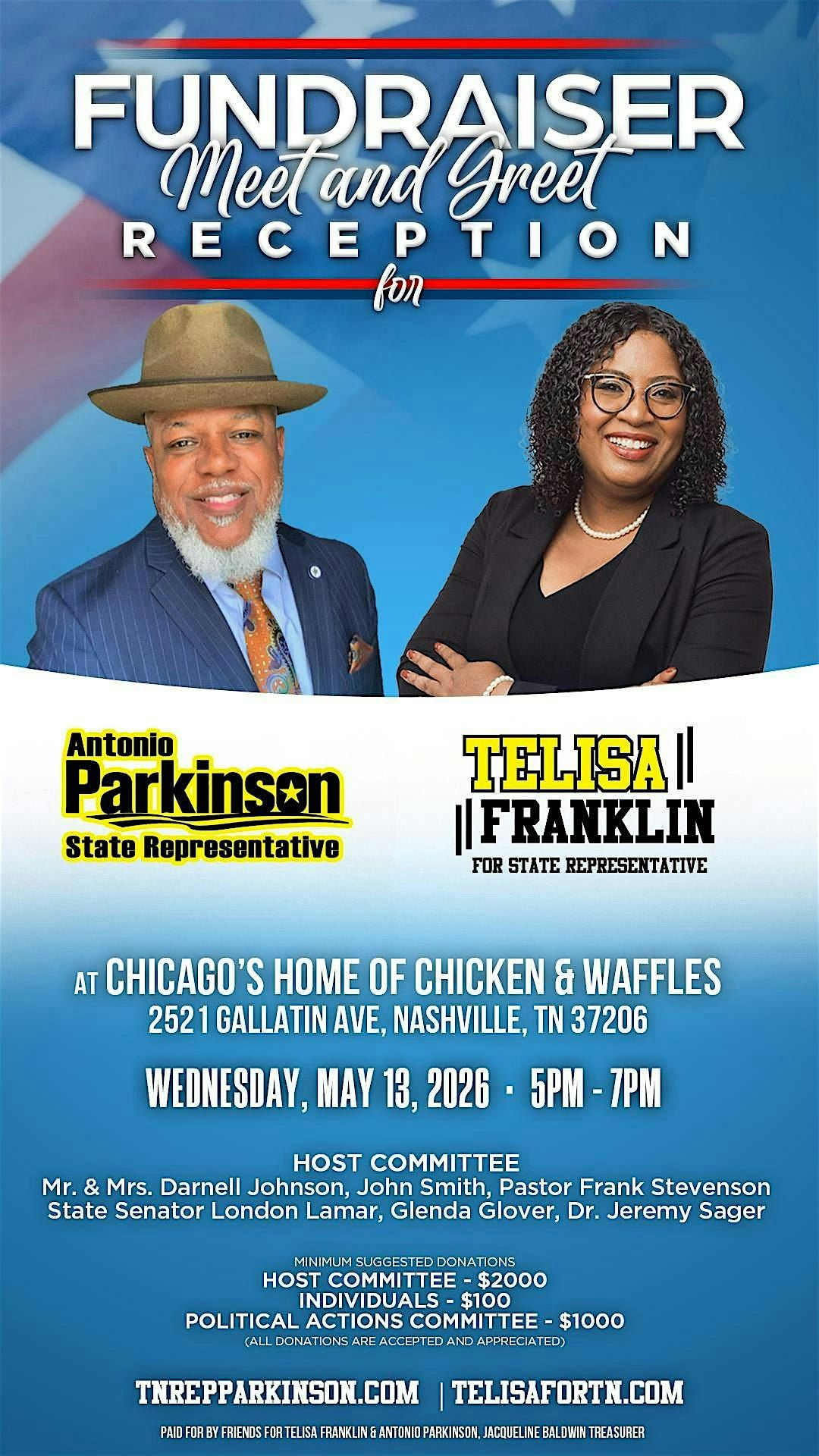 Joint Fundraiser for Rep. Antonio Parkinson and Candidate Telisa Franklin