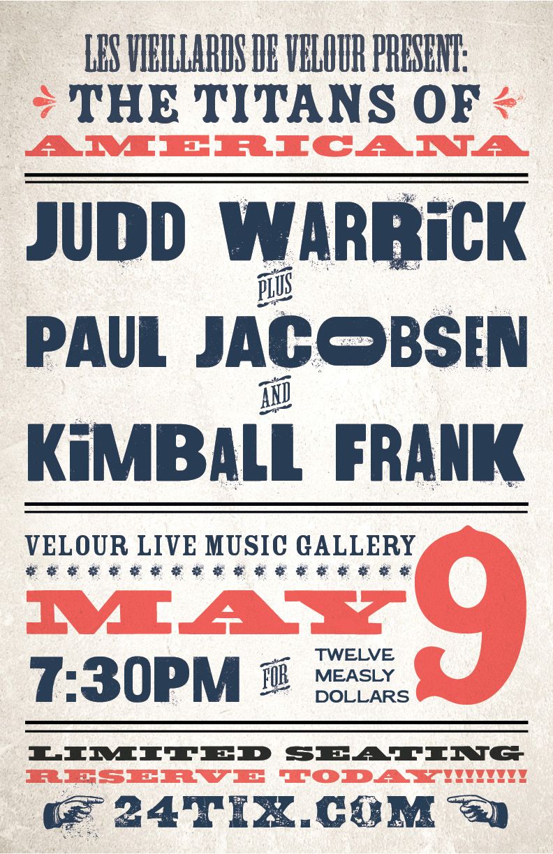 The Titans of Americana: Judd Warrick\/Paul Jacobsen\/Kimball Frank! Live at Velour!