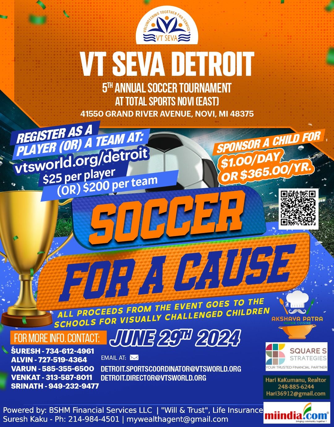 VT Seva Detroit 5th Annual Soccer Tournament for a Cause