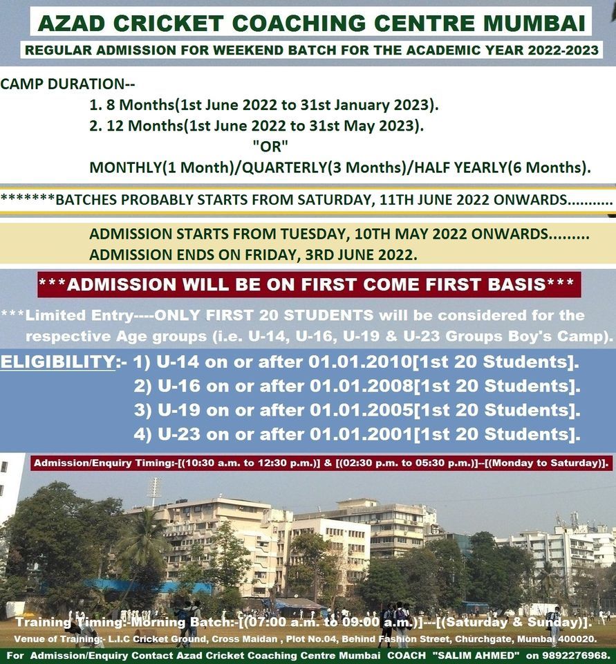 azad-cricket-coaching-centre-mumbai-regular-admission-for-weekend-batch