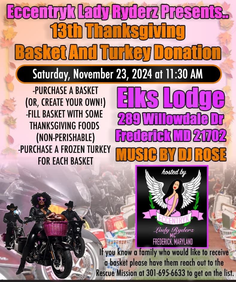 2024 Eccentryk Lady Ryderz 13th Thanksgiving Basket And Turkey Donation 