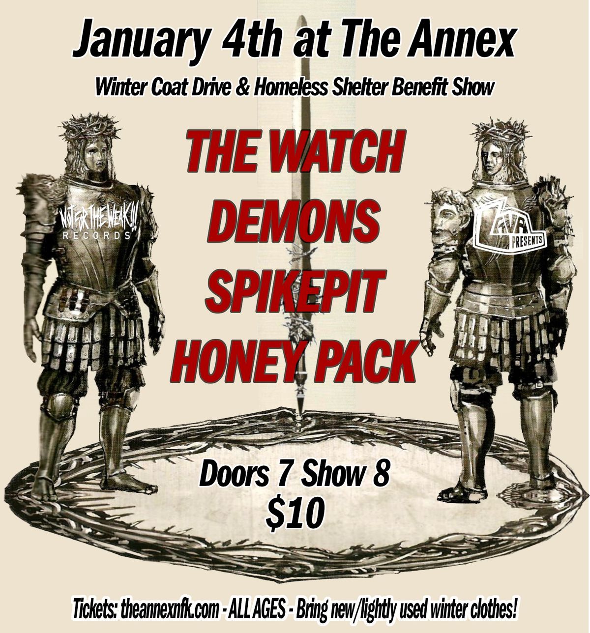 WINTER COAT DRIVE \/ BENEFIT SHOW feat. THE WATCH, DEMONS, SPIKEPIT, HONEY PACK