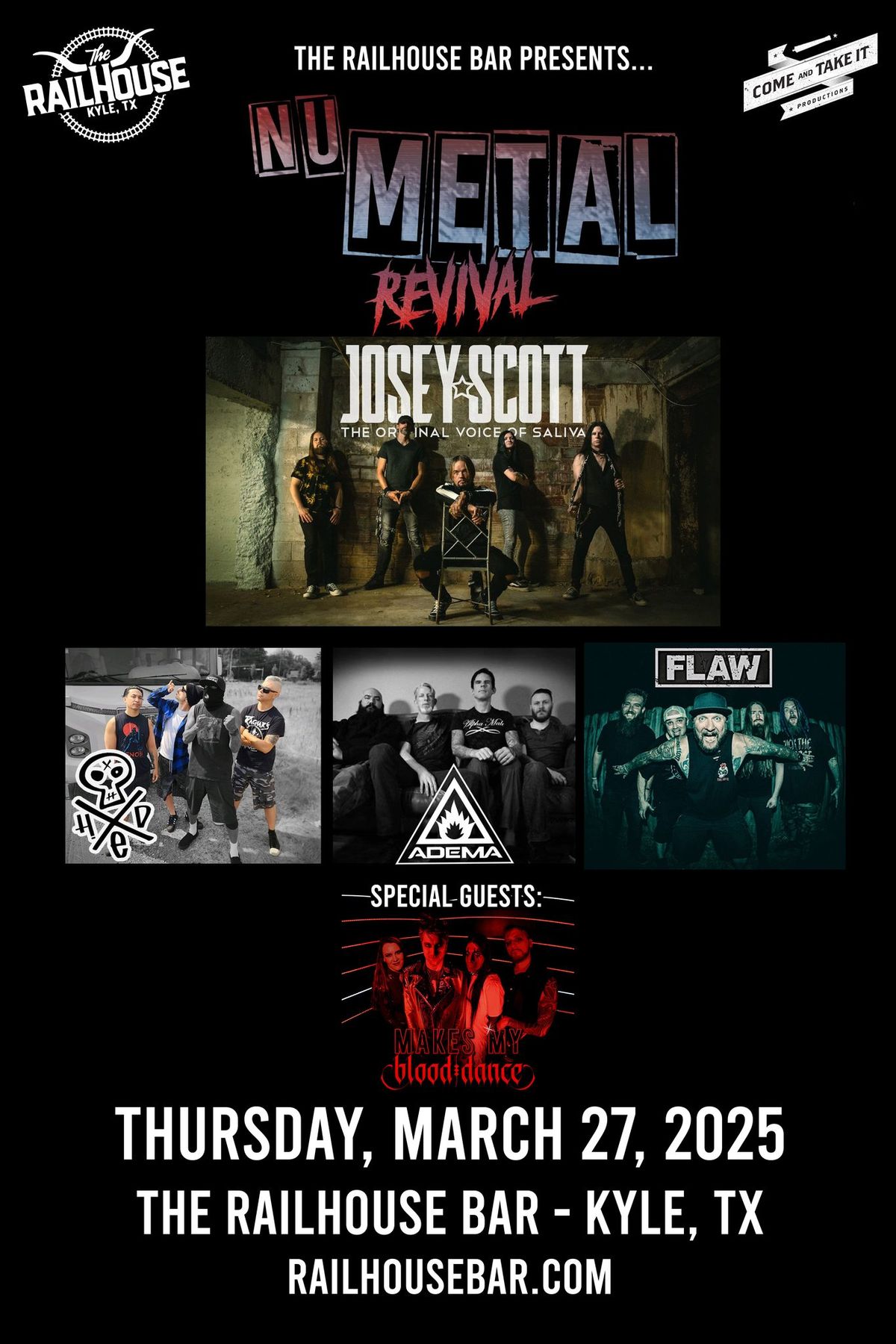 Nu Metal Revival with Josey Scott of Saliva, Hed PE, Adema, Flaw and more at The Railhouse Bar!