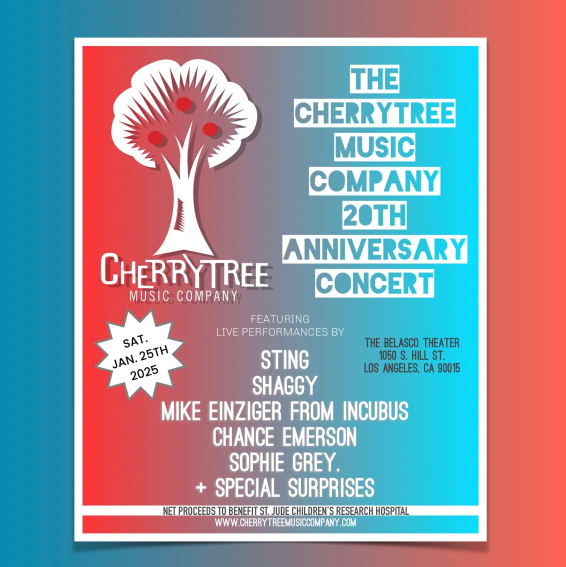 Cherrytree Music Company 20th Anniversary Concert at Belasco Theater Los Angeles