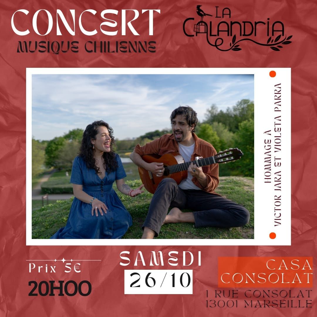 Concert "La Calandria \u00e0 la Casa Consolat" musique chilienne 