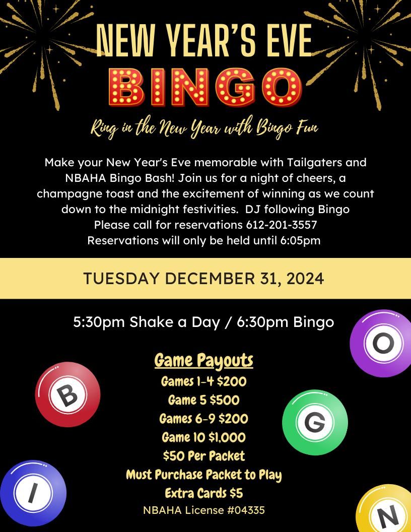 New Year's Eve Bingo Bash - Larger Cash Payouts!