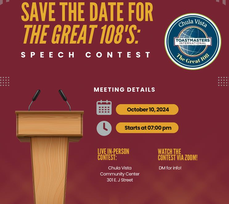 Chula Vista 108 Toastmasters Speech Contest