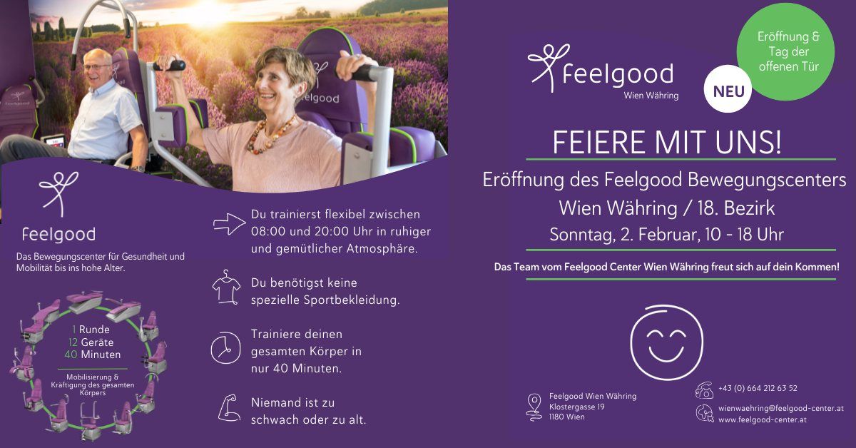 \ud83c\udf89 Er\u00f6ffnung des Feelgood-Centers in Wien W\u00e4hring \/ 18. Bezirk \ud83c\udf89