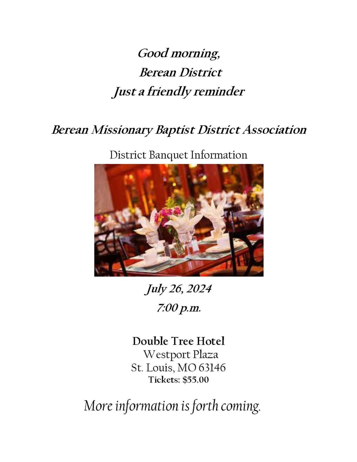 Berean District Fellowship Banquet