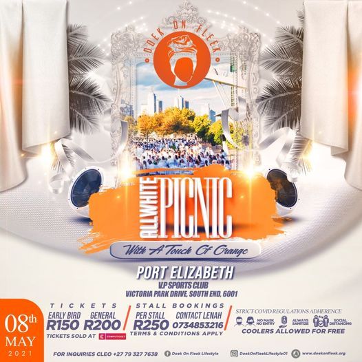 Doek On Fleek All White Picnic with Touch of Orange-PE