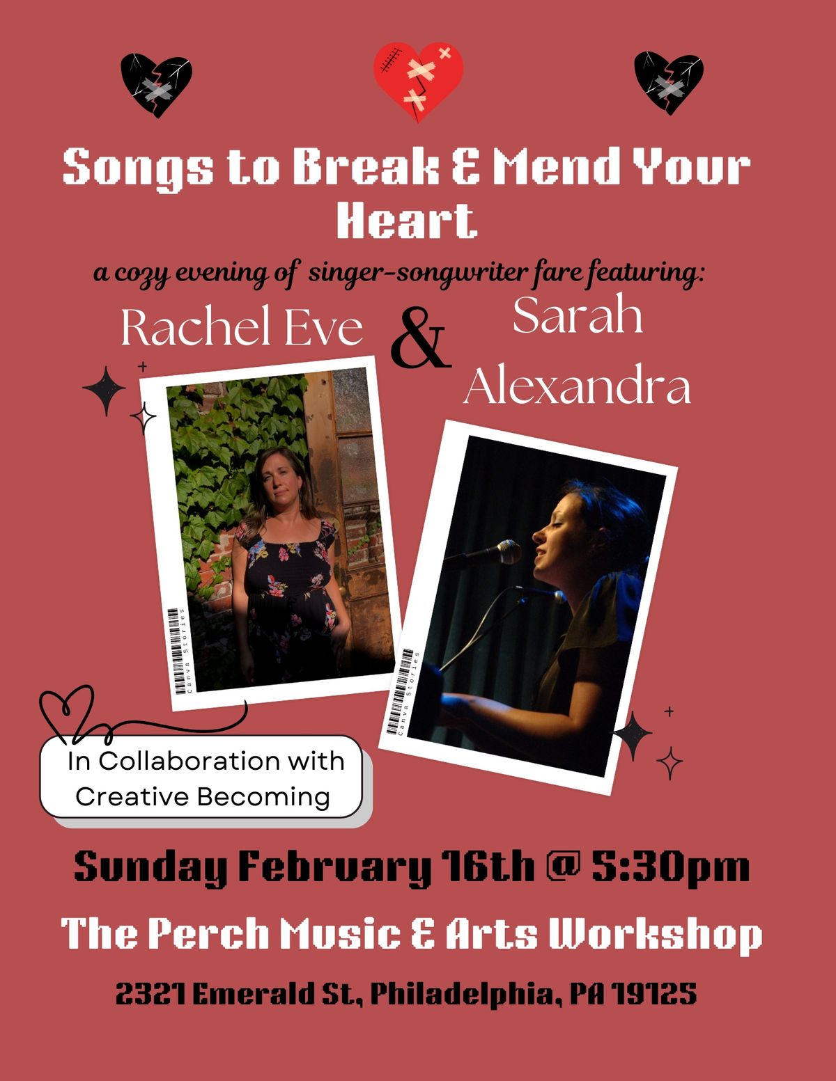 Songs to Break & Mend Your Heart: A Cozy Evening with Rachel Eve & Sarah Alexandra \ud83d\udc96