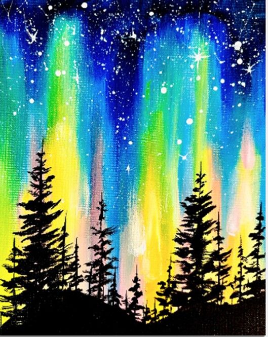 Paint Nite: Bright Aurora Sky