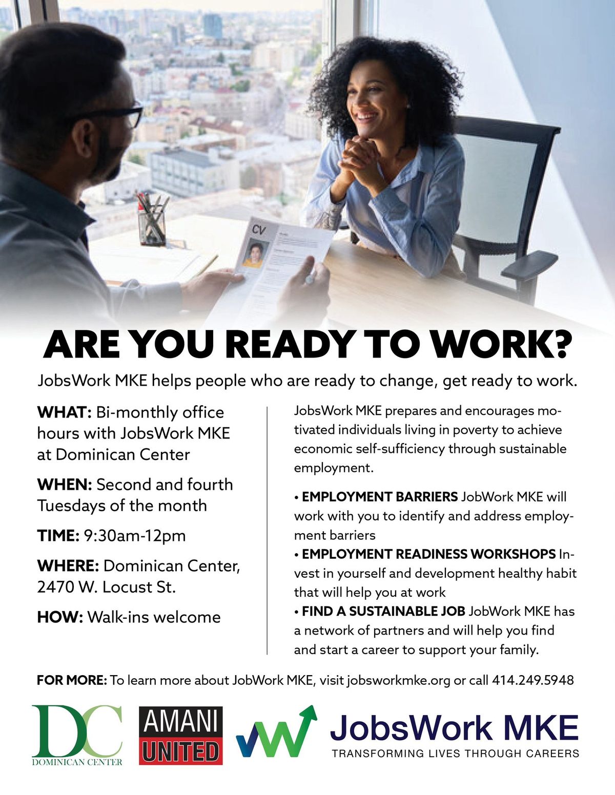JobsWorks MKE office hours at Dominican Center