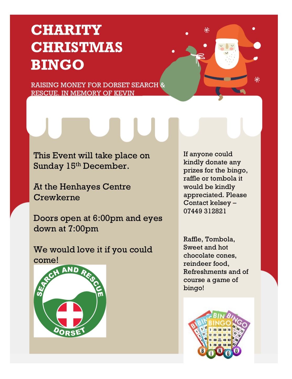 Charity Bingo for Dorset Search & Rescue