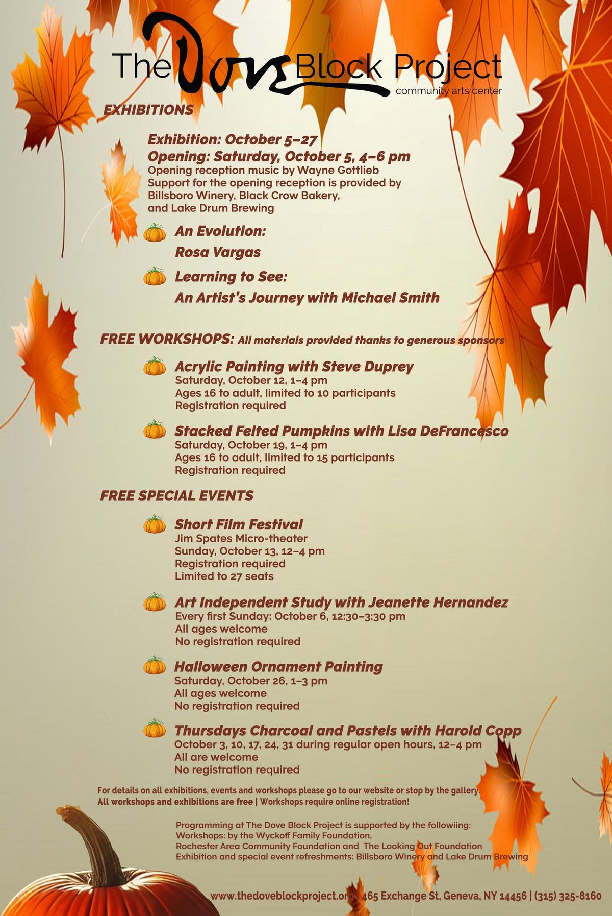 The Dove Block's October Events