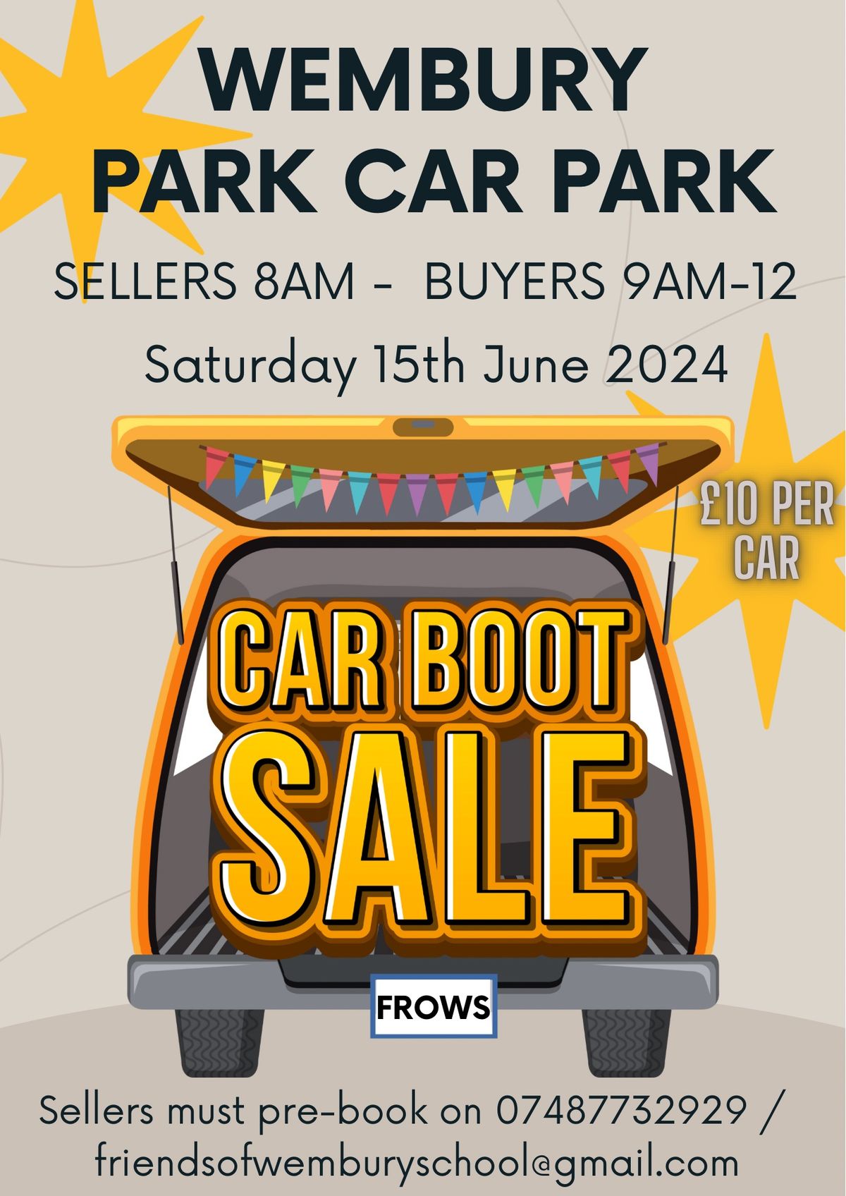 Car Boot Sale - Saturday 15th June 2024